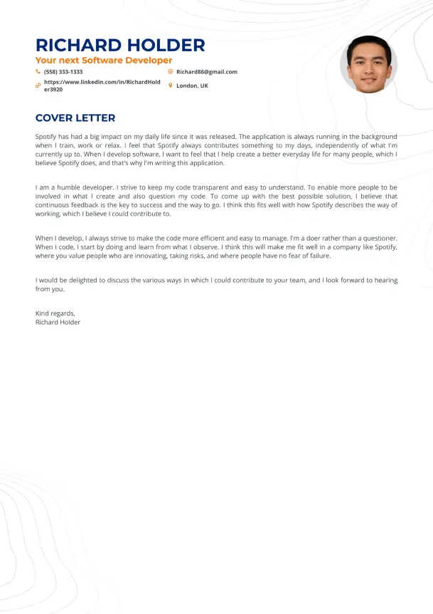Timeline cover letter template