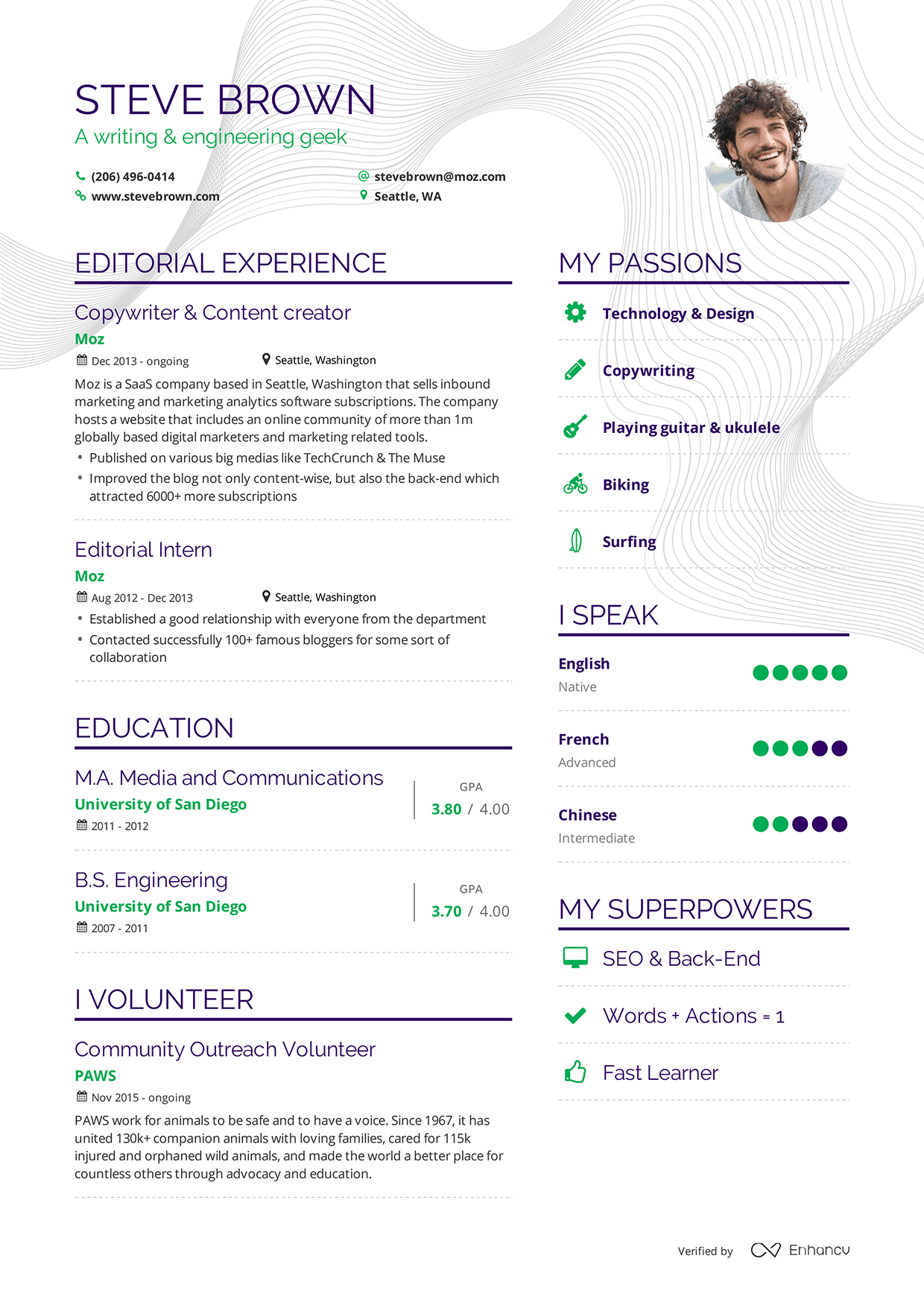 examples of resumes by enhancv