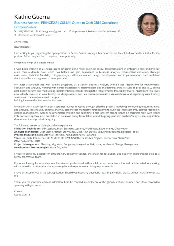 Compact cover letter template
