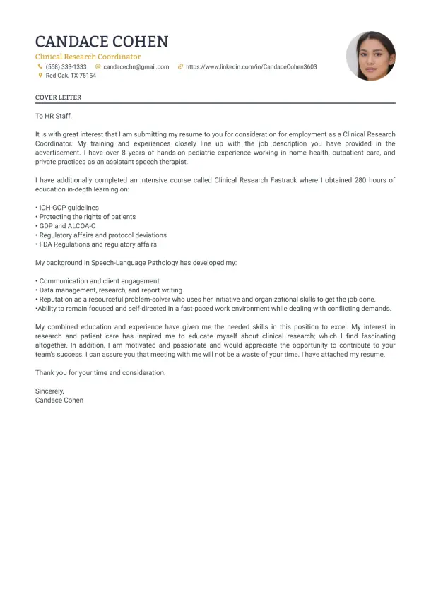 Multicolumn cover letter template