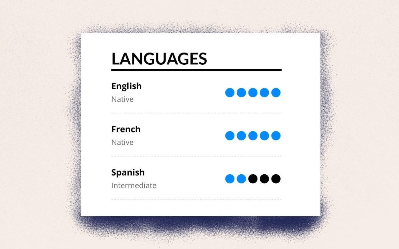 Enhancv Compétences linguistiques sur un CV : comment expliquer la connaissance et la maîtrise d’une langue resume language skills