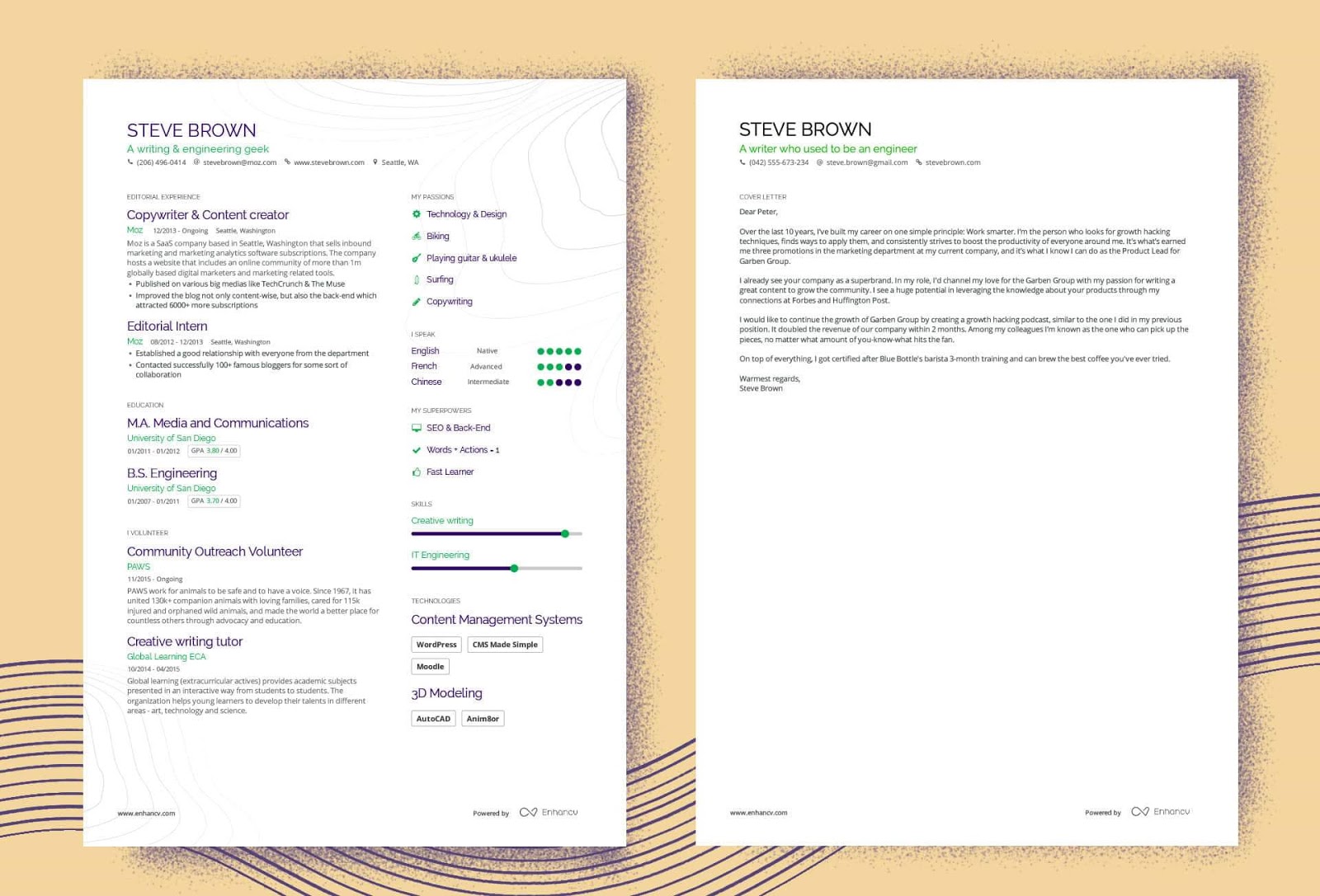 cv cover letter design