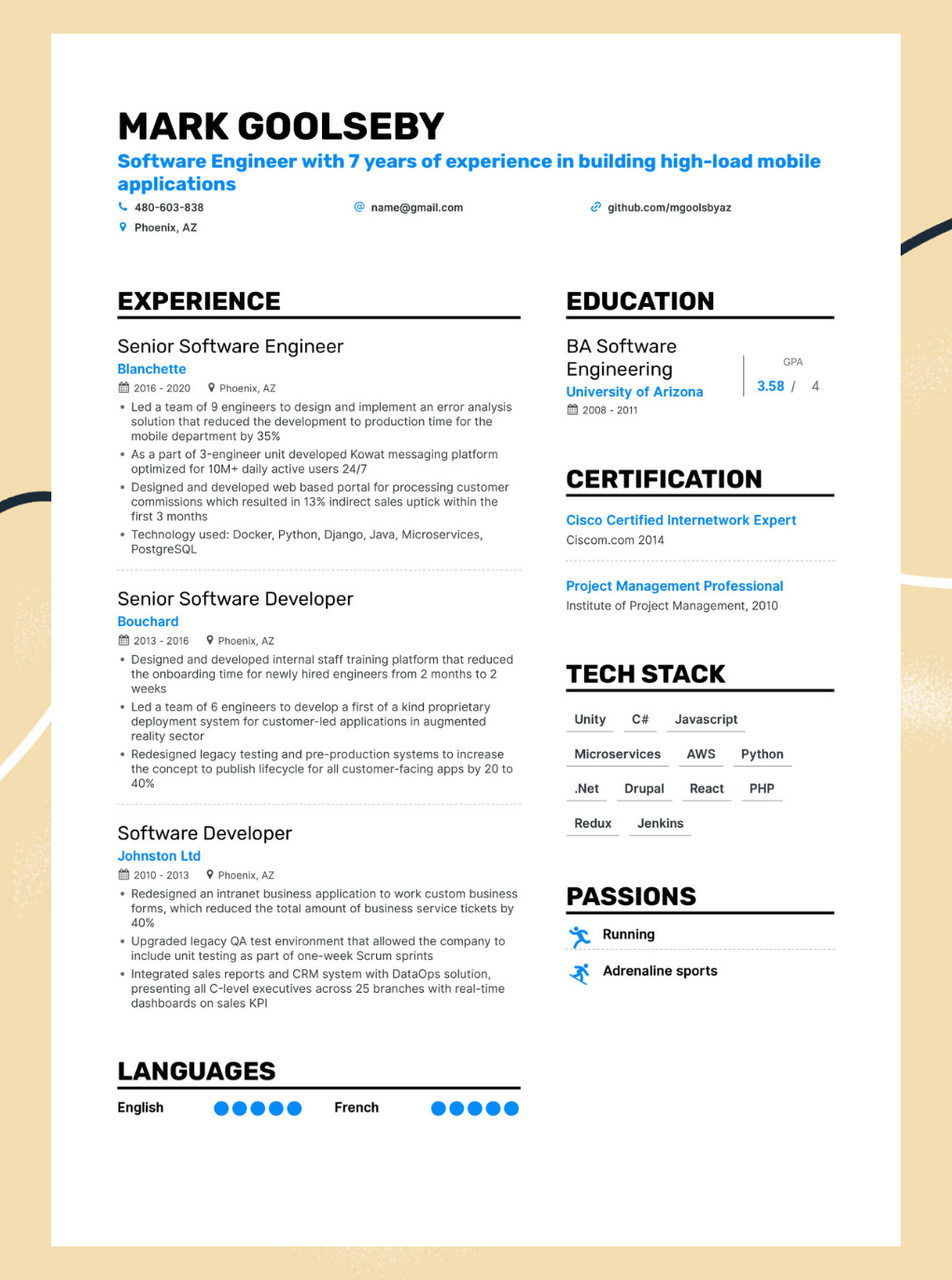 perfect resume layout