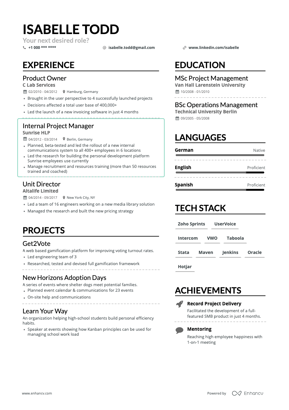 perfect resume layout