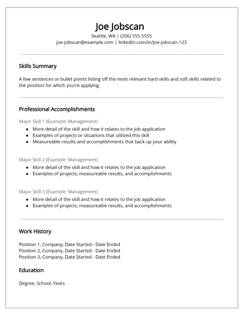 Functional Duties Cv