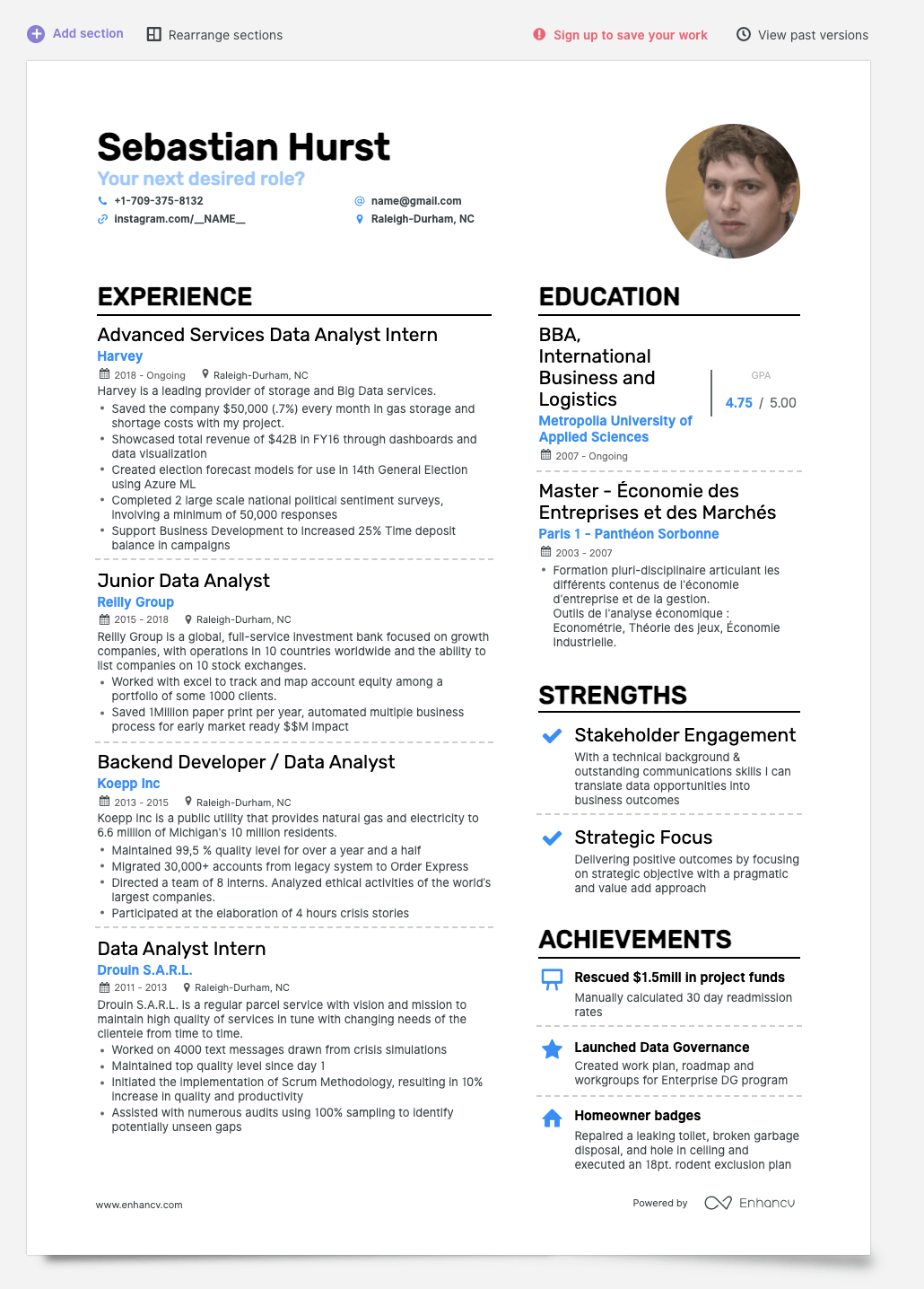 Simple Resumes With References