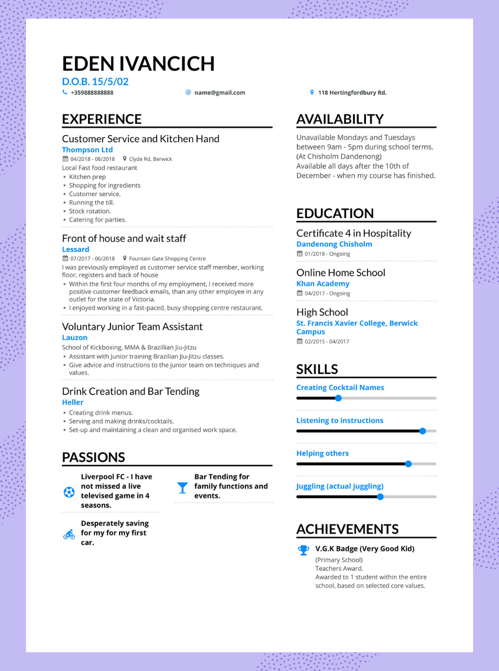 How To Make A Resume Right Out Of High School