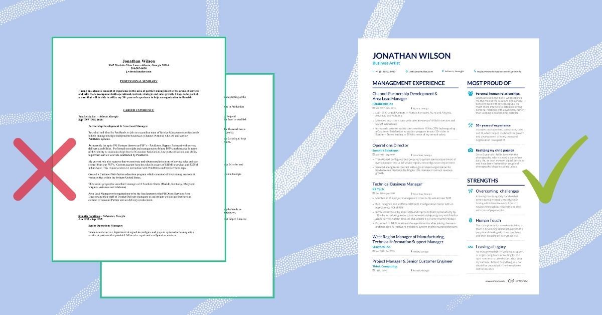 sample resume format 1 page