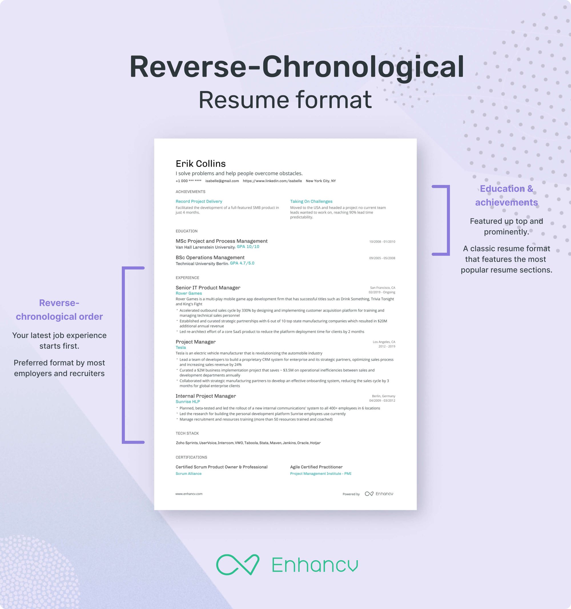 how to write a reverse chronological resume