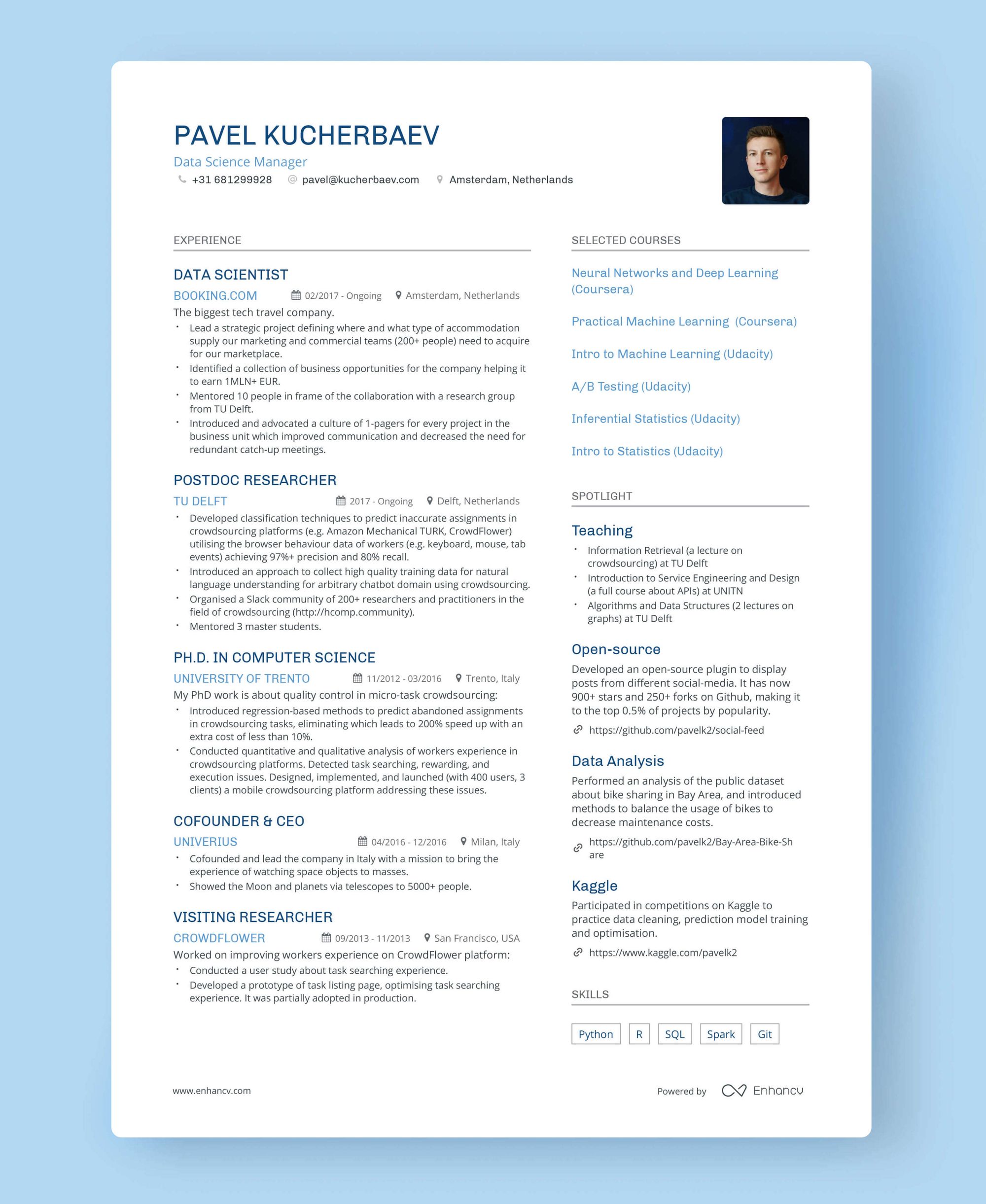 Enhancv One Page Resume: 3 Examples To Show Its Impact one page resume