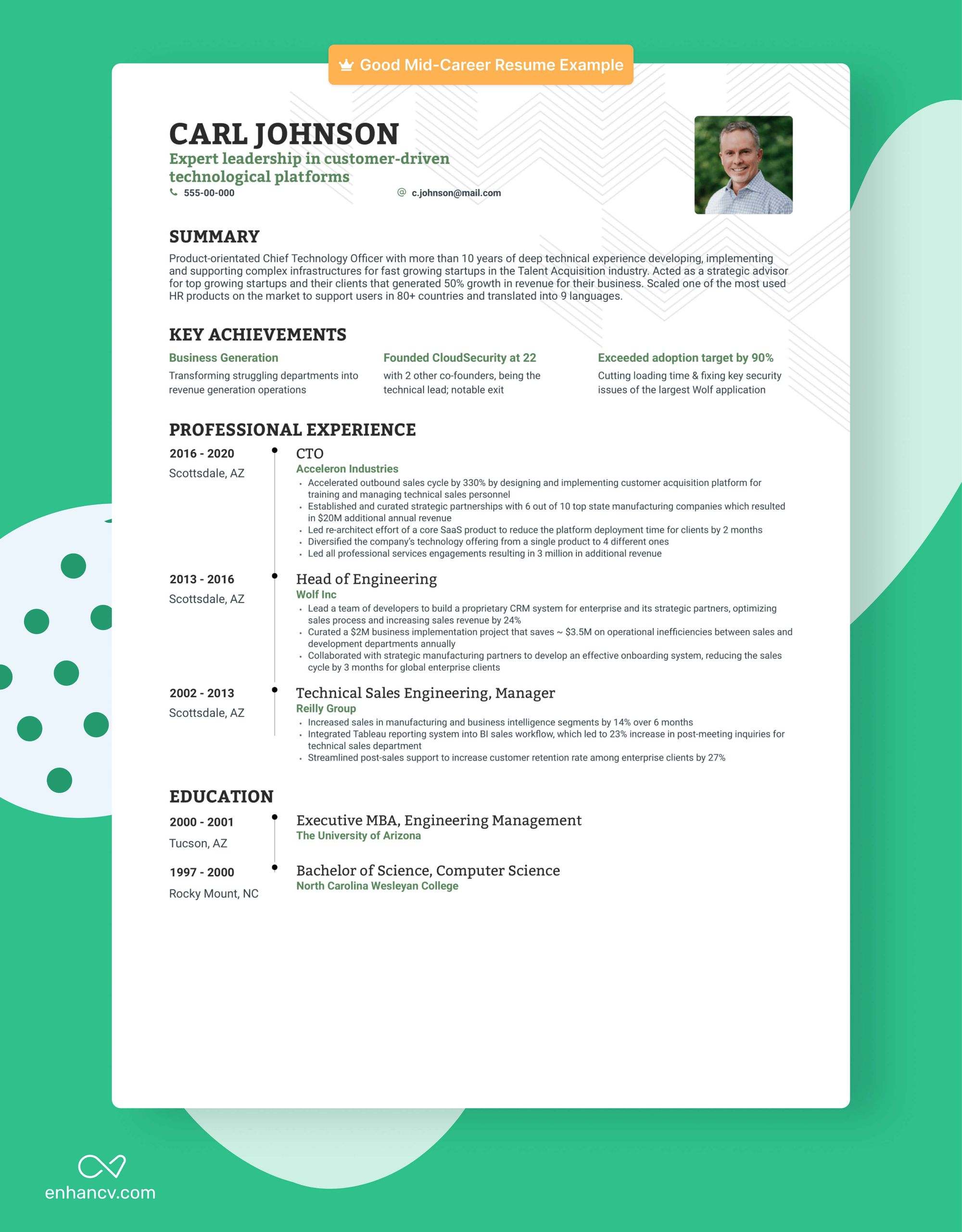 resume template mid career