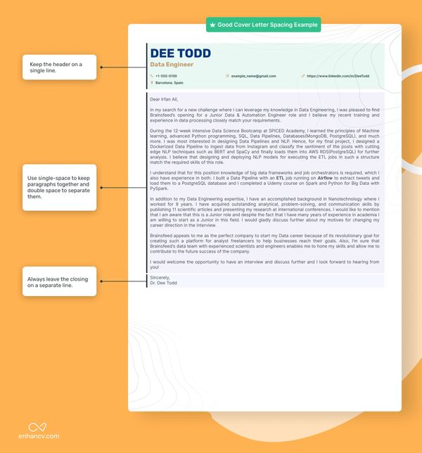 Everything You Need To Know About Cover Letter Spacing Enhancv