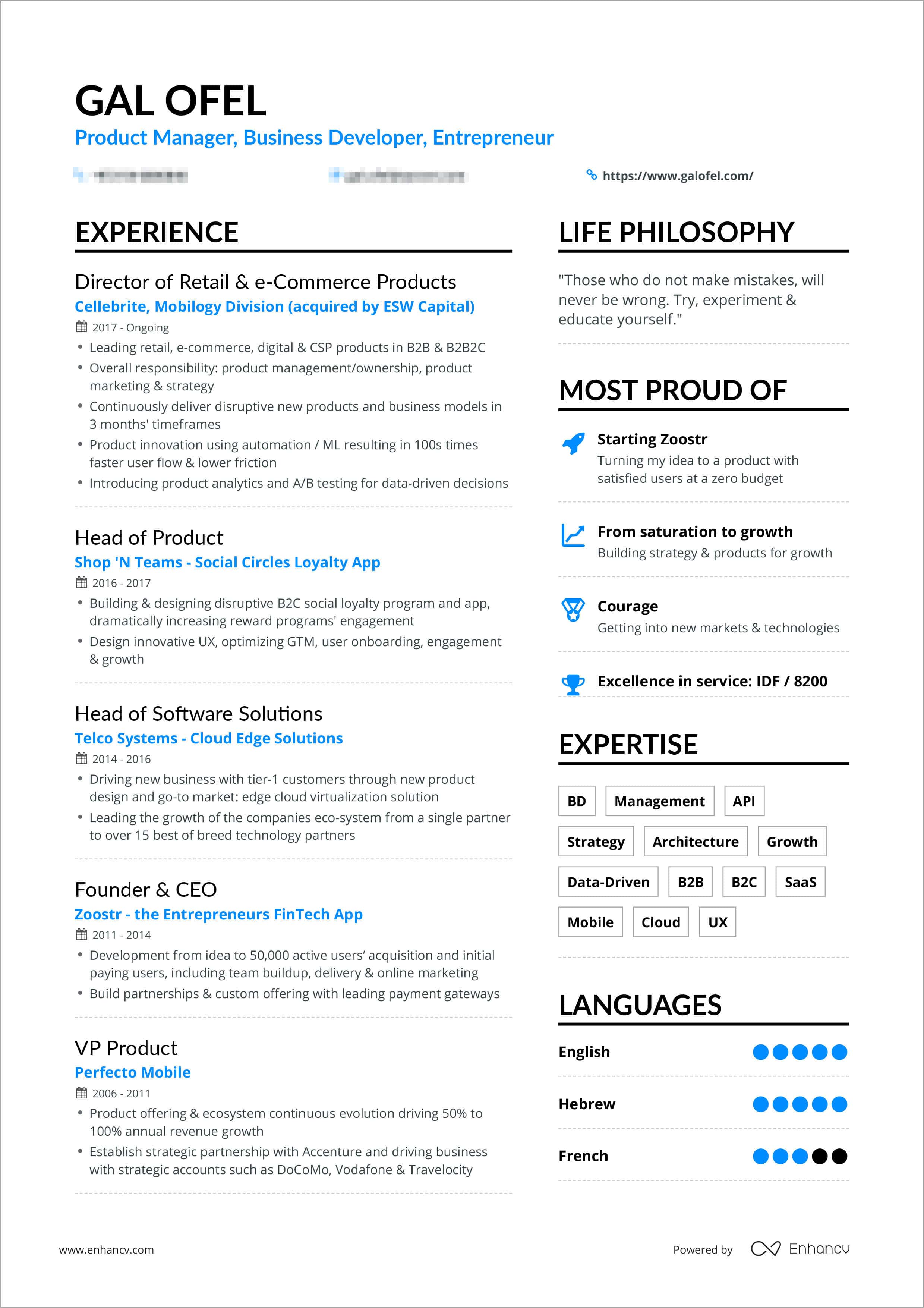 resume format single page