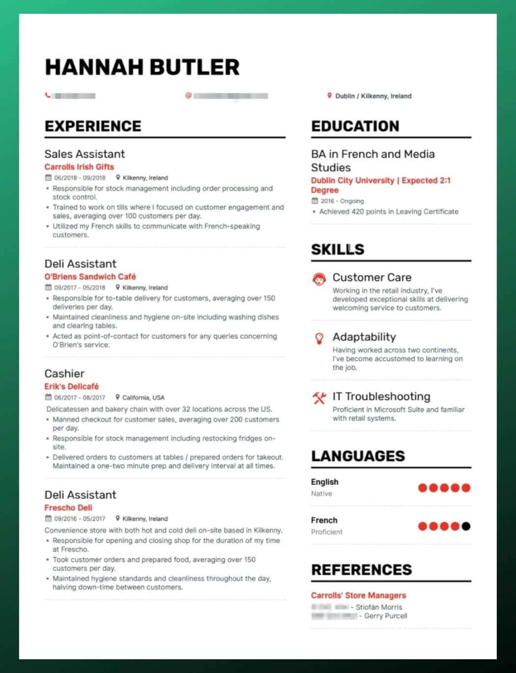 is the font georgia good for a resume