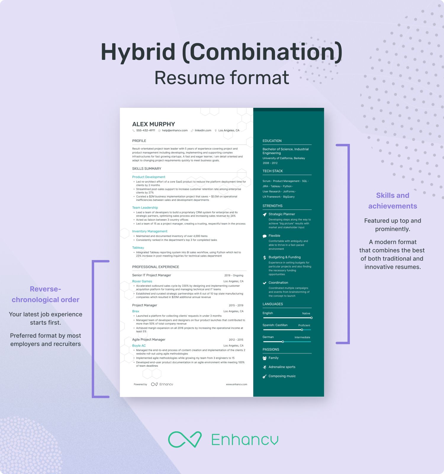 how to make a hybrid resume by Enhancv