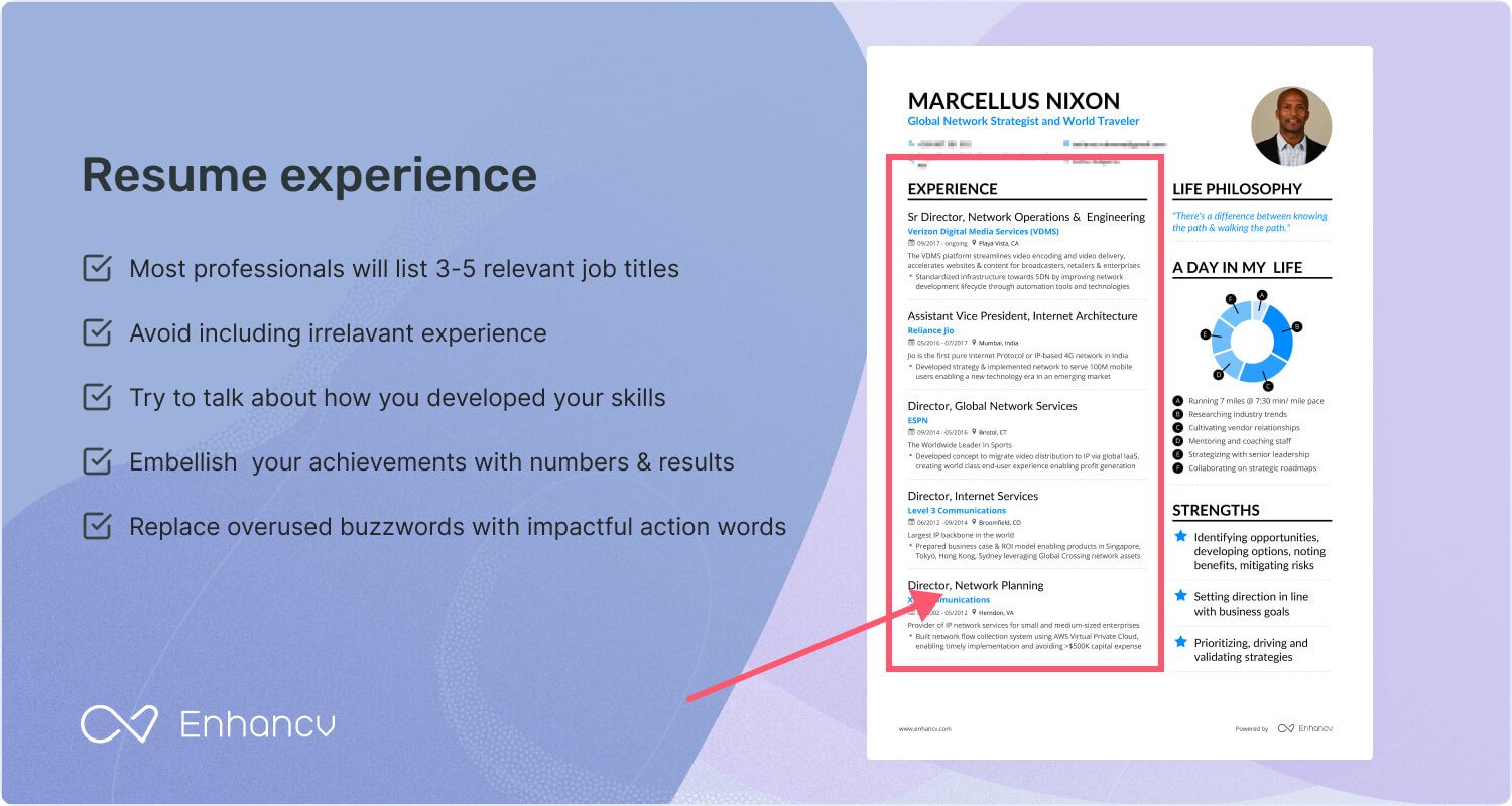 how to write a resume experience section