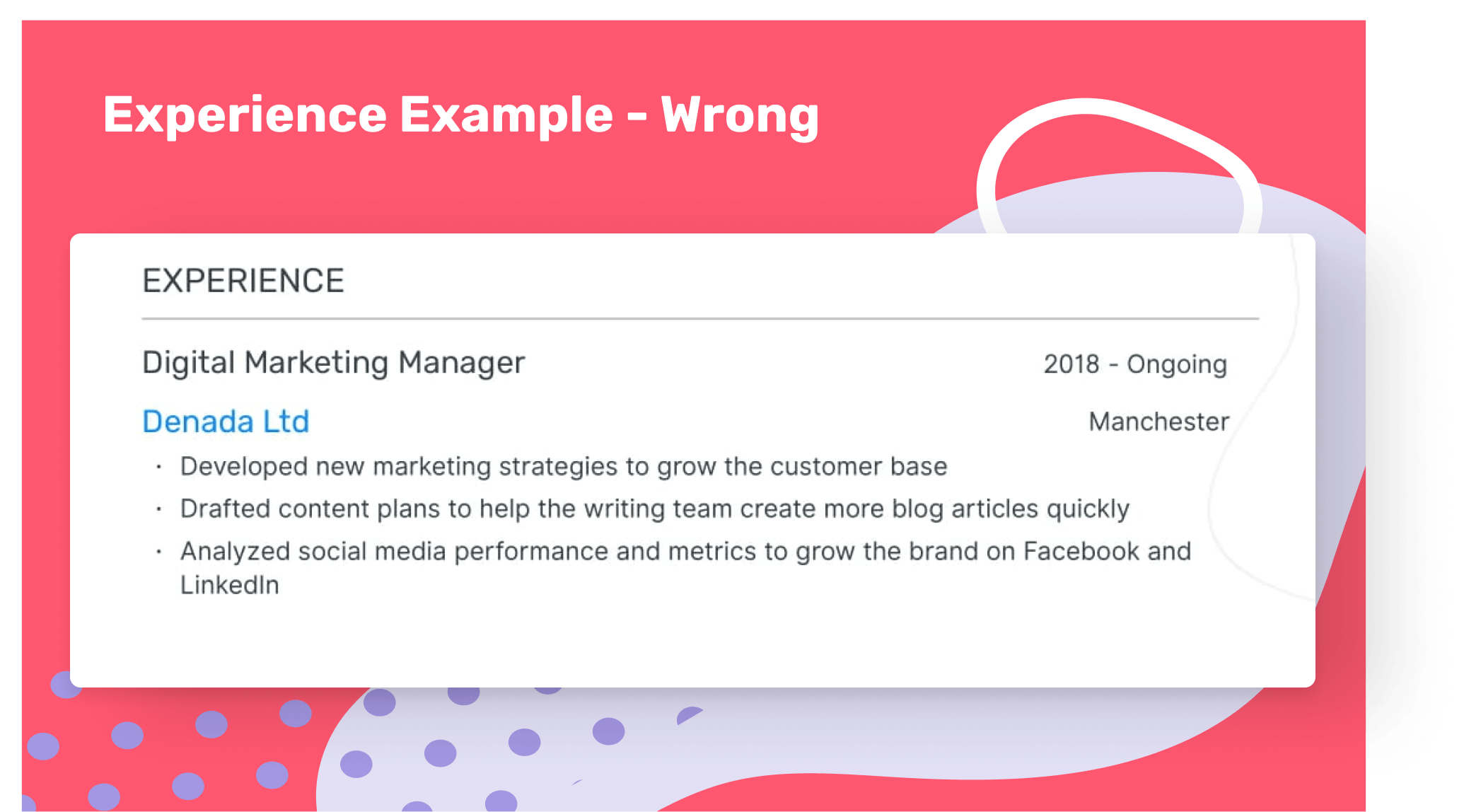 CV experience sample - wrong