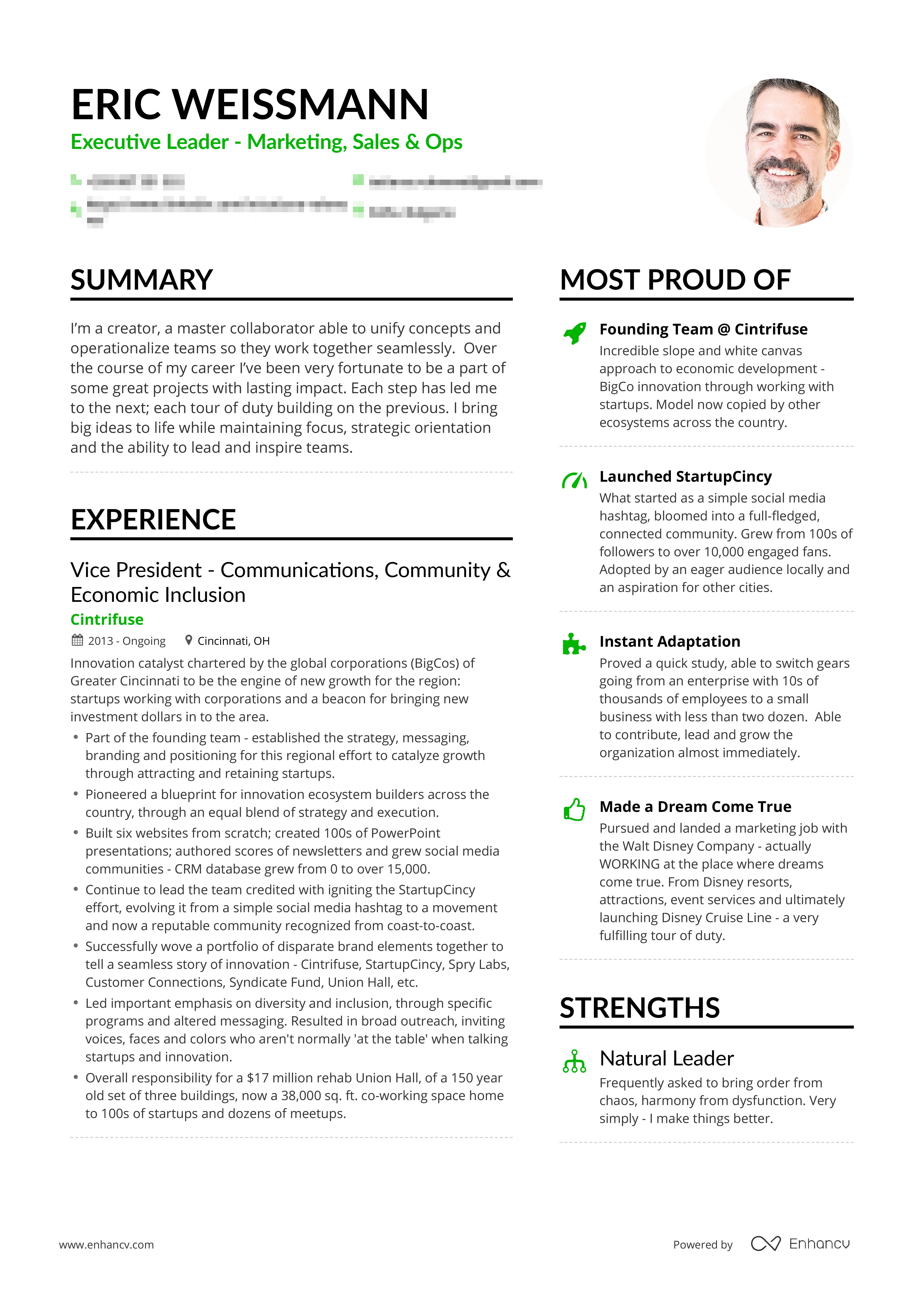 Successful Resume Entrepreneur Enhancv