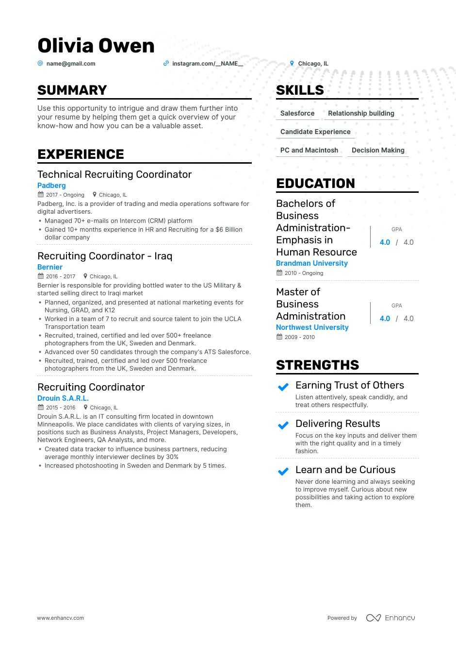 recruiting coordinator resume example