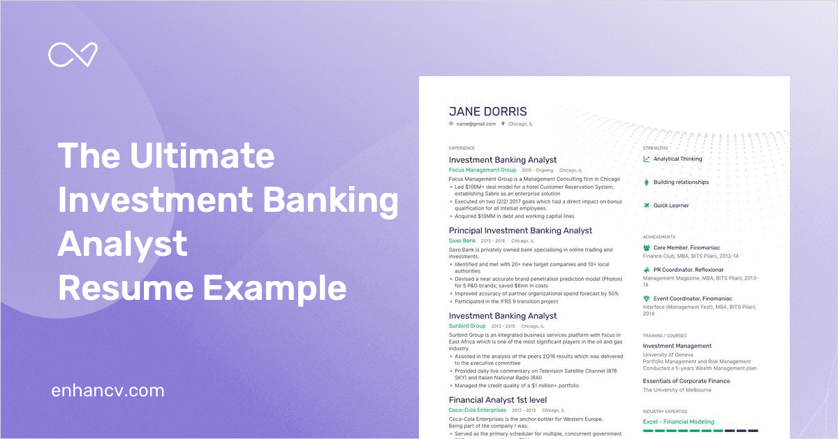 Investment Banking Analyst Resume Examples for 2020