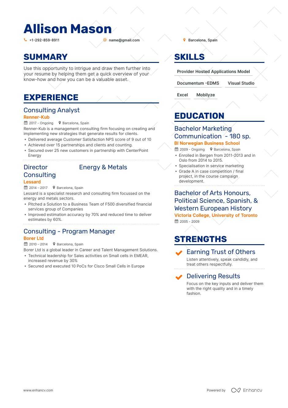 consulting resume example