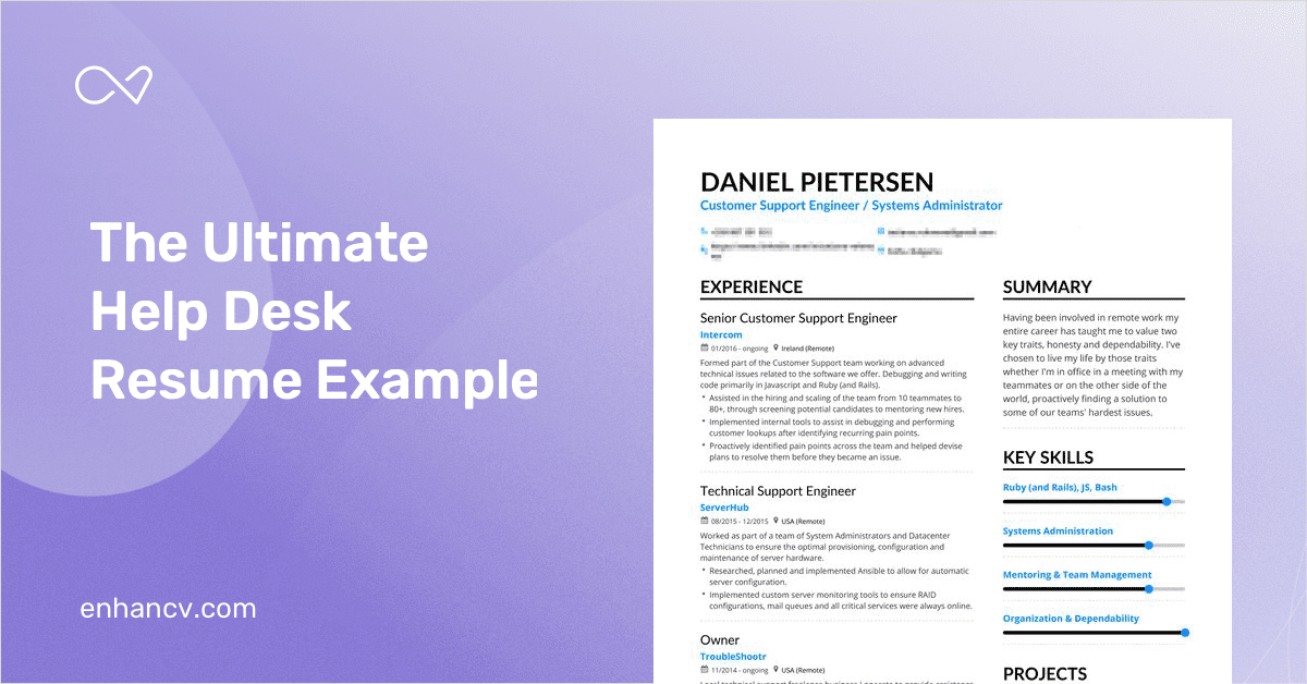 Help Desk Resume Example And Guide For 2019
