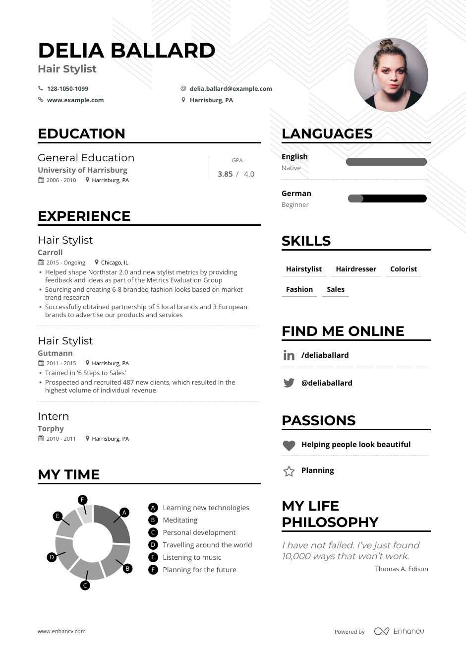 Hair Stylist Cover Letter Examples from enhancv.com
