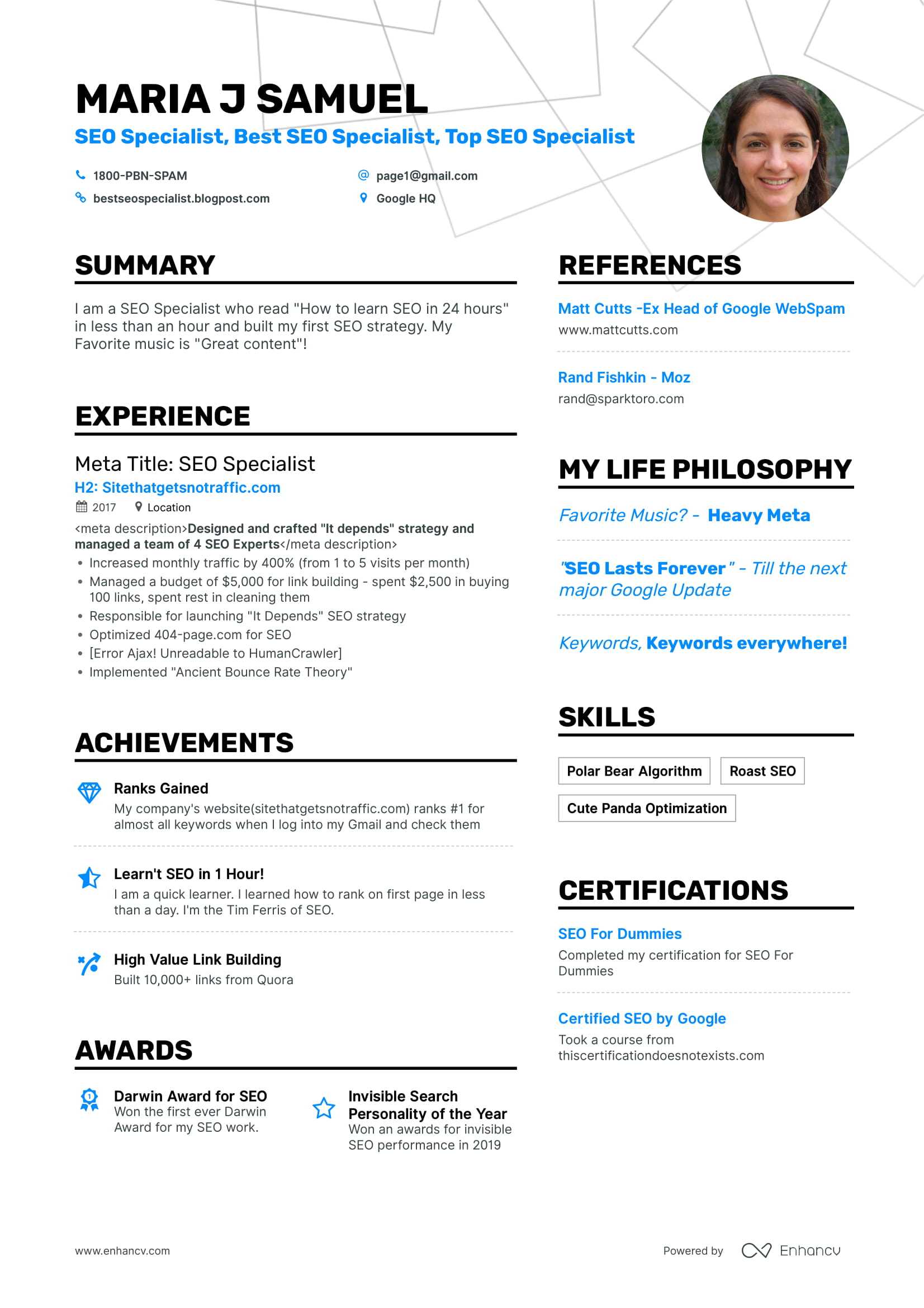 Maria J. Samuel's resume preview