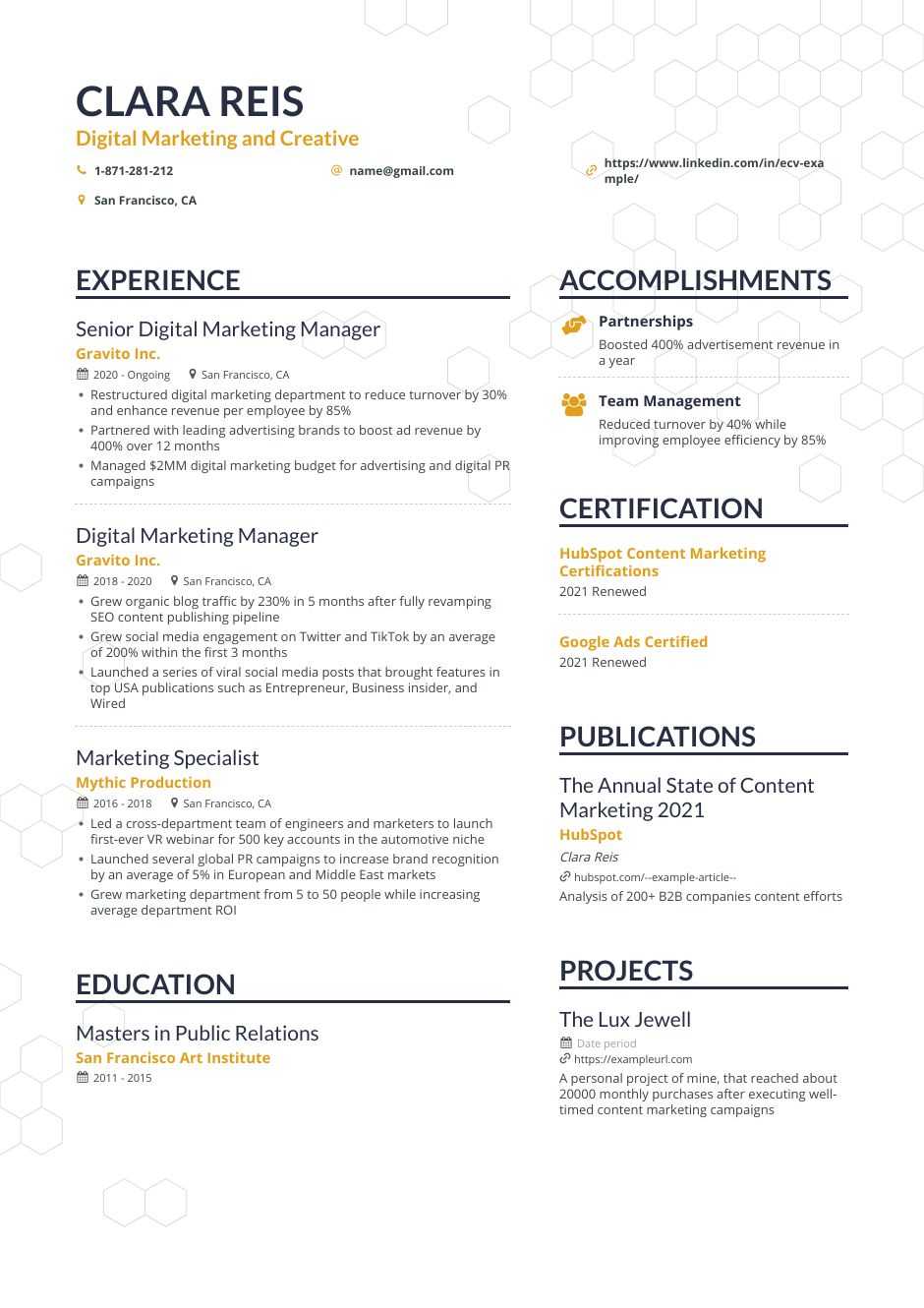 Digital Marketing Resume Examples Guide For 2021