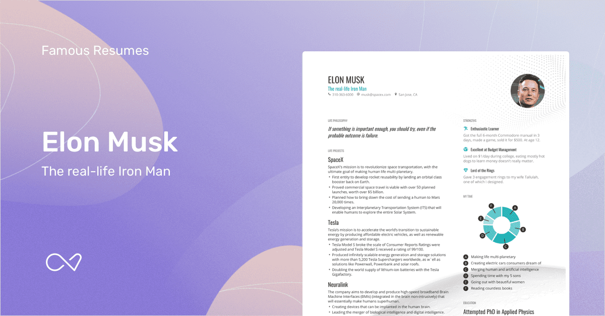 Elon Musk's CEO Resume Example in One Page | Enhancv