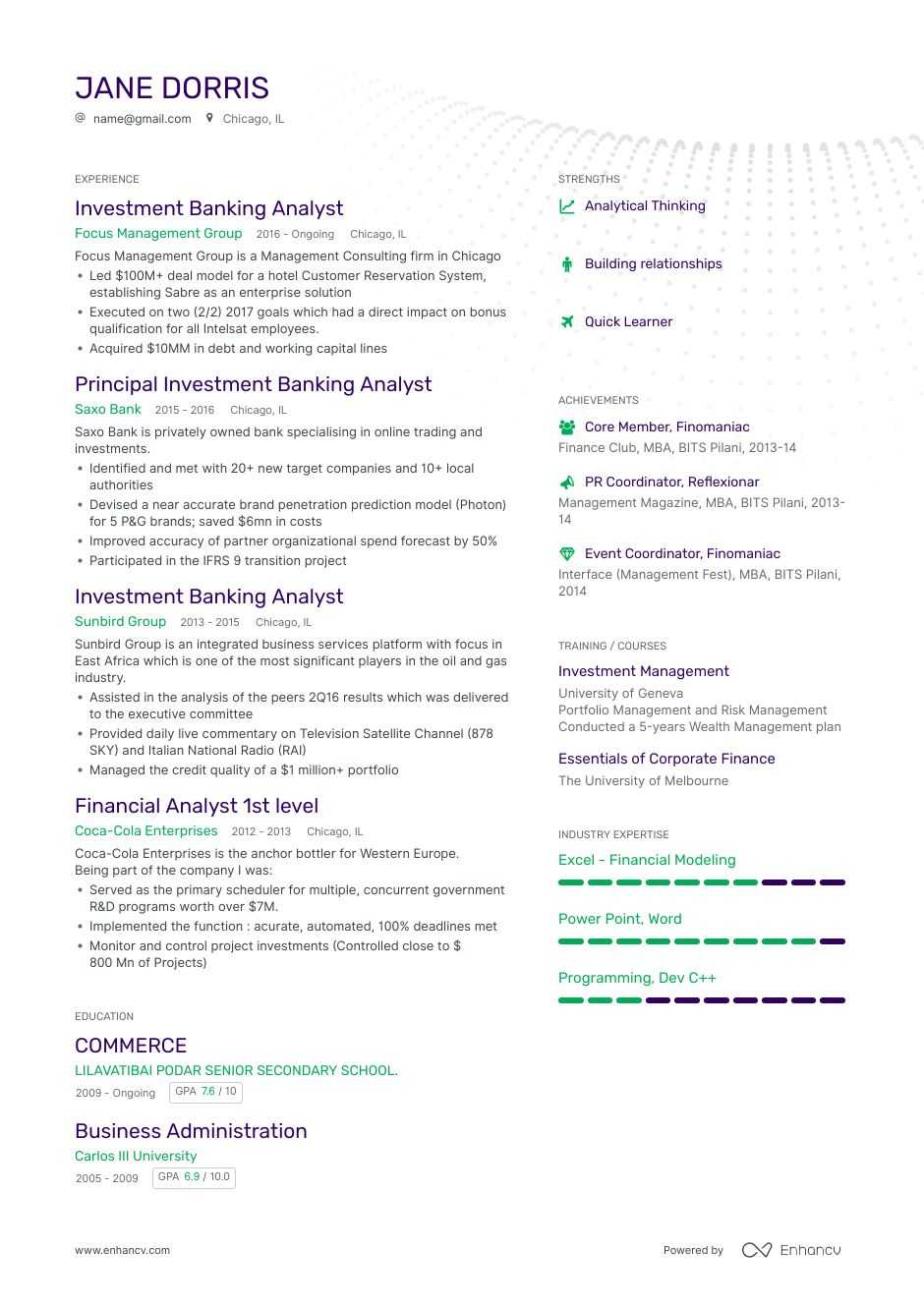 investment banking analyst resume examples for 2019