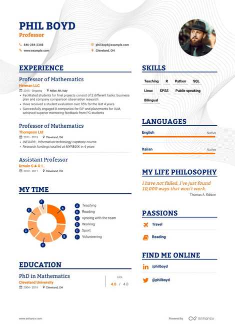 TOP Professor Resume Examples & Samples for 2021 | Enhancv.com