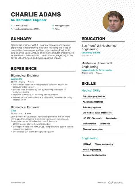 Biomedical Engineer Resume: 8-Step Ultimate Guide for 2020 | Enhancv