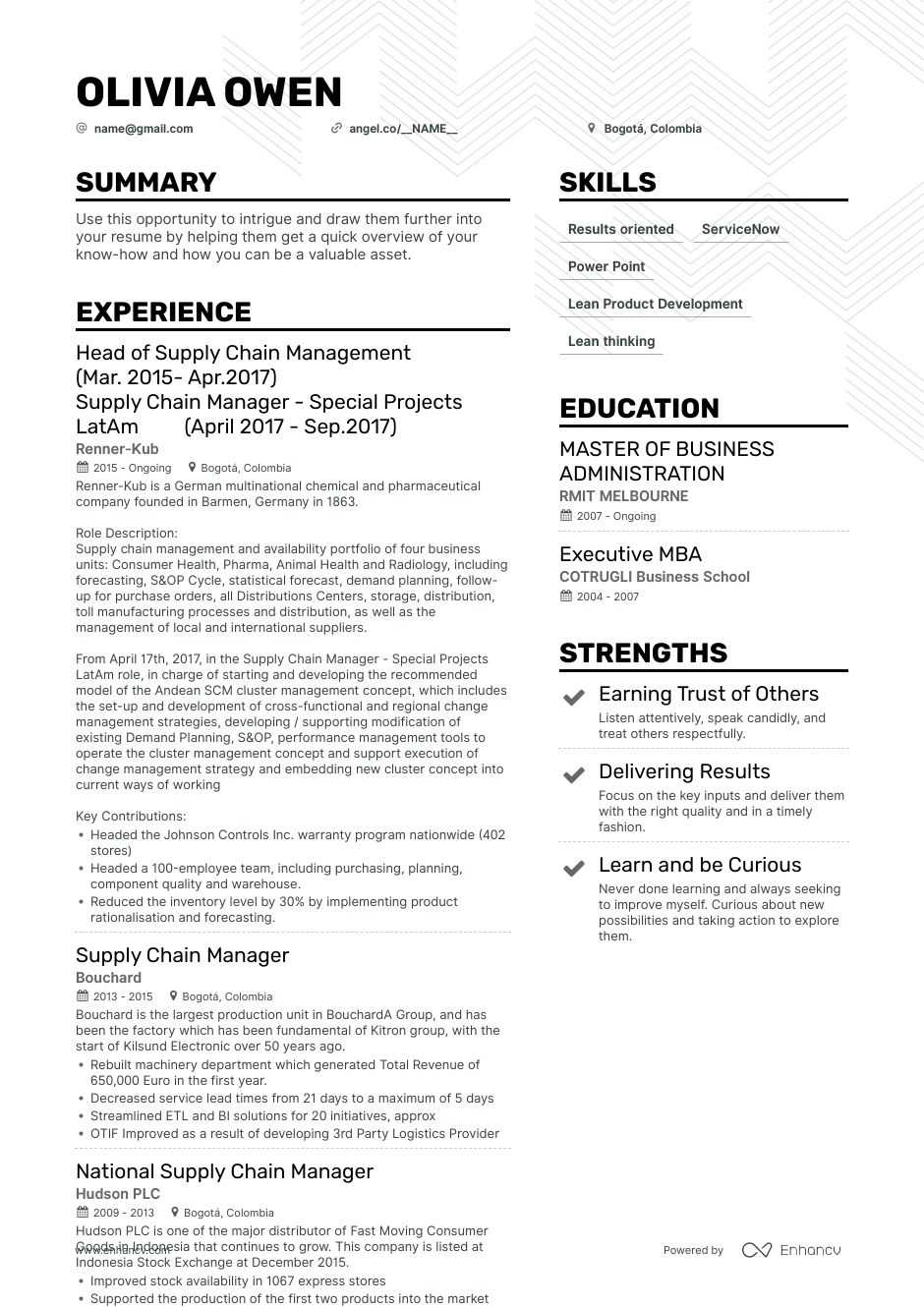 supply chain manager resume example