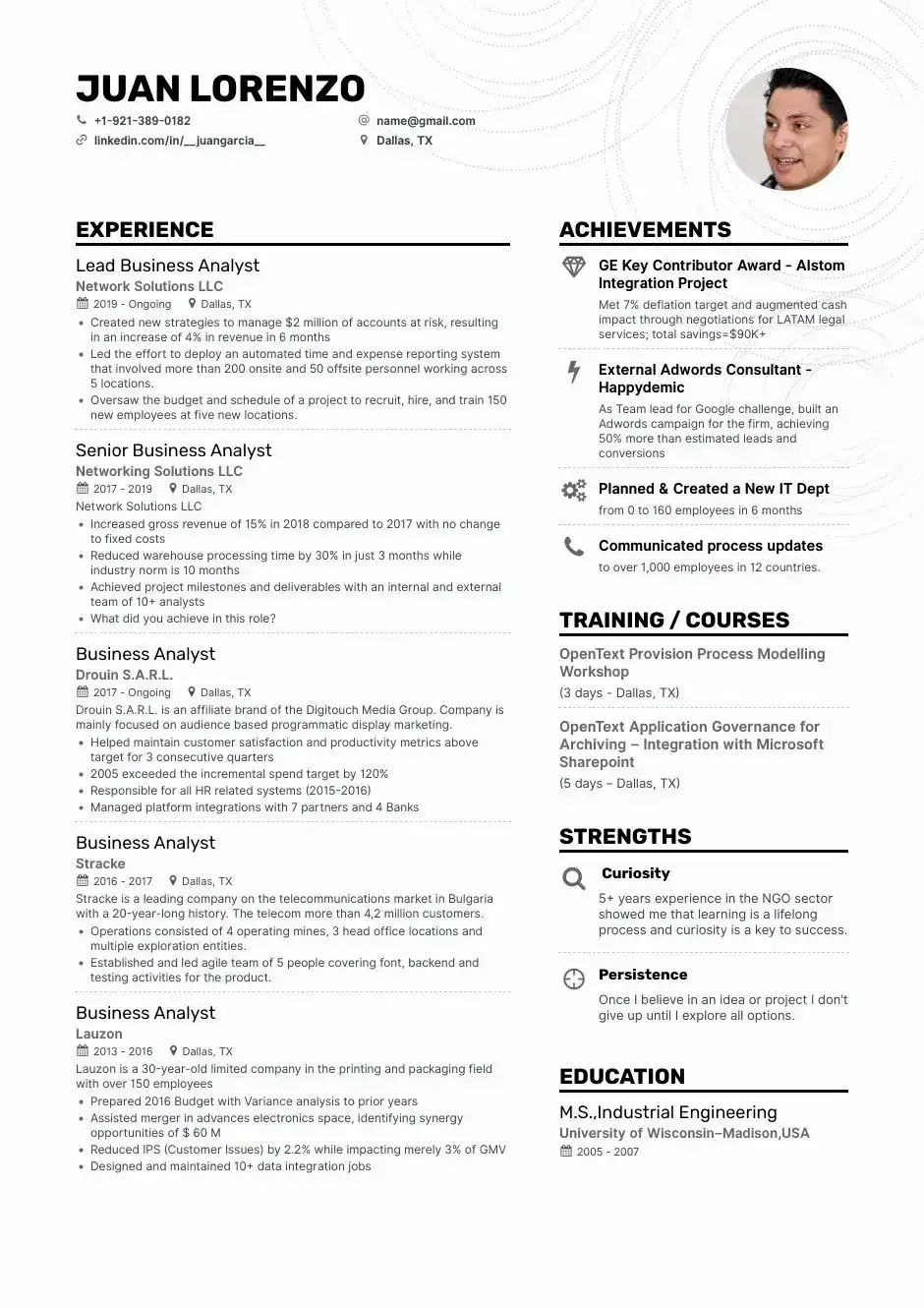 Mid-Career resume