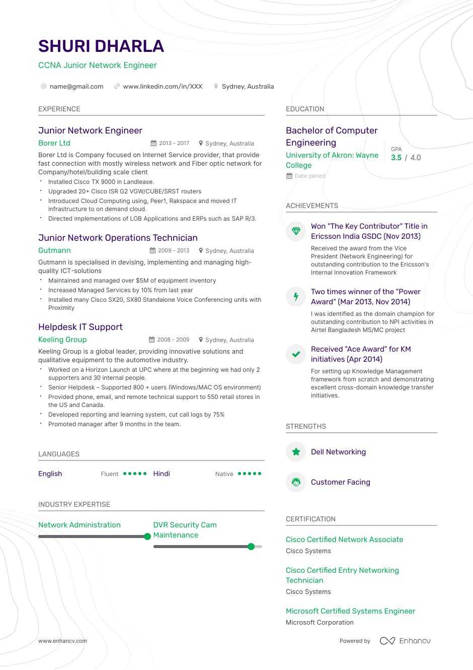 Entry Level Network Engineer Resume Example Template Guide