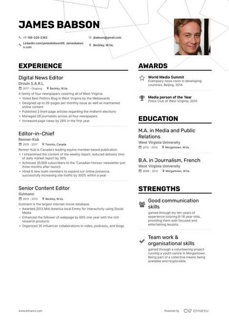 Editor Resume Samples - A Step by Step Guide for 2021 | Enhancv.com