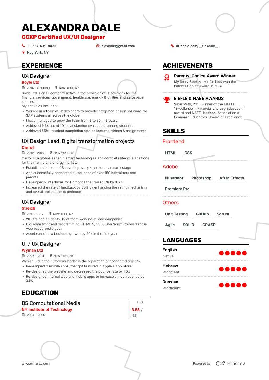 Ux Designer Resume Examples 21 Ux Design Resume Samples