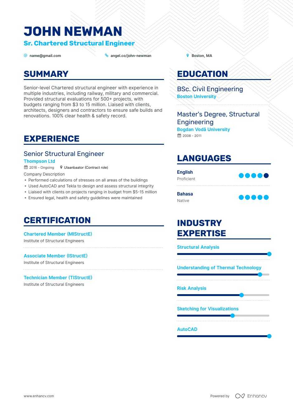 Structural Engineer Resume Examples | Do's and Don'ts for ...