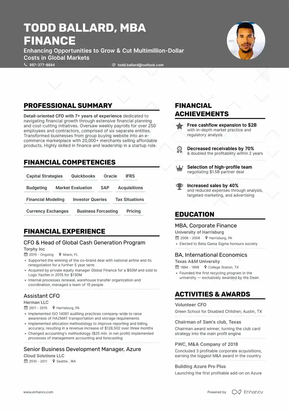 Enhancv Resume Template Example - Creative