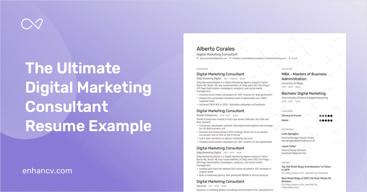 Digital Marketing Consultant Resume Samples [11+ Examples] for 2019