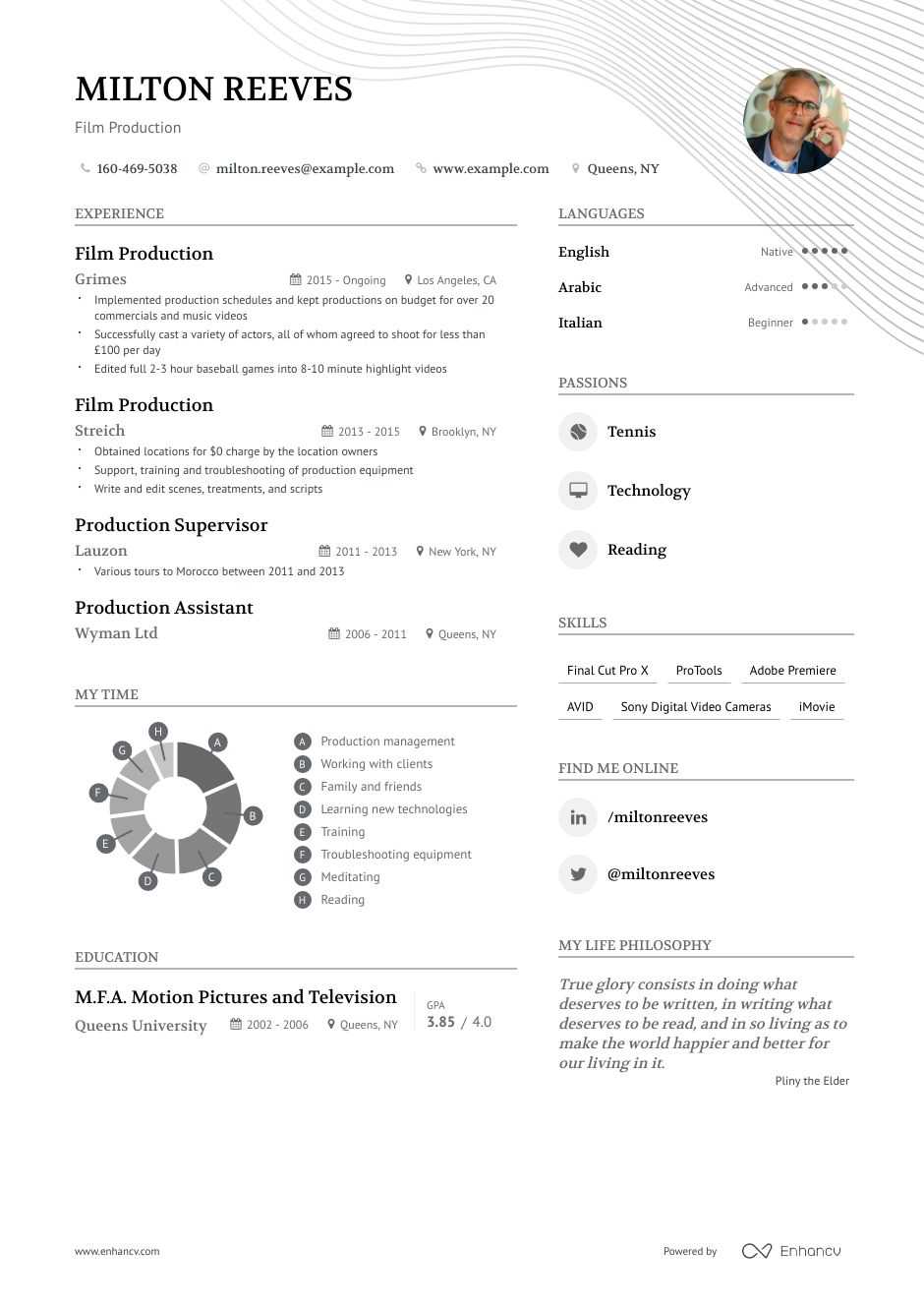 film production resume template