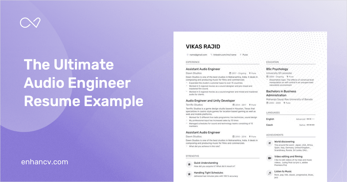 Audio Engineer Resume Step By Step Guide With Expert