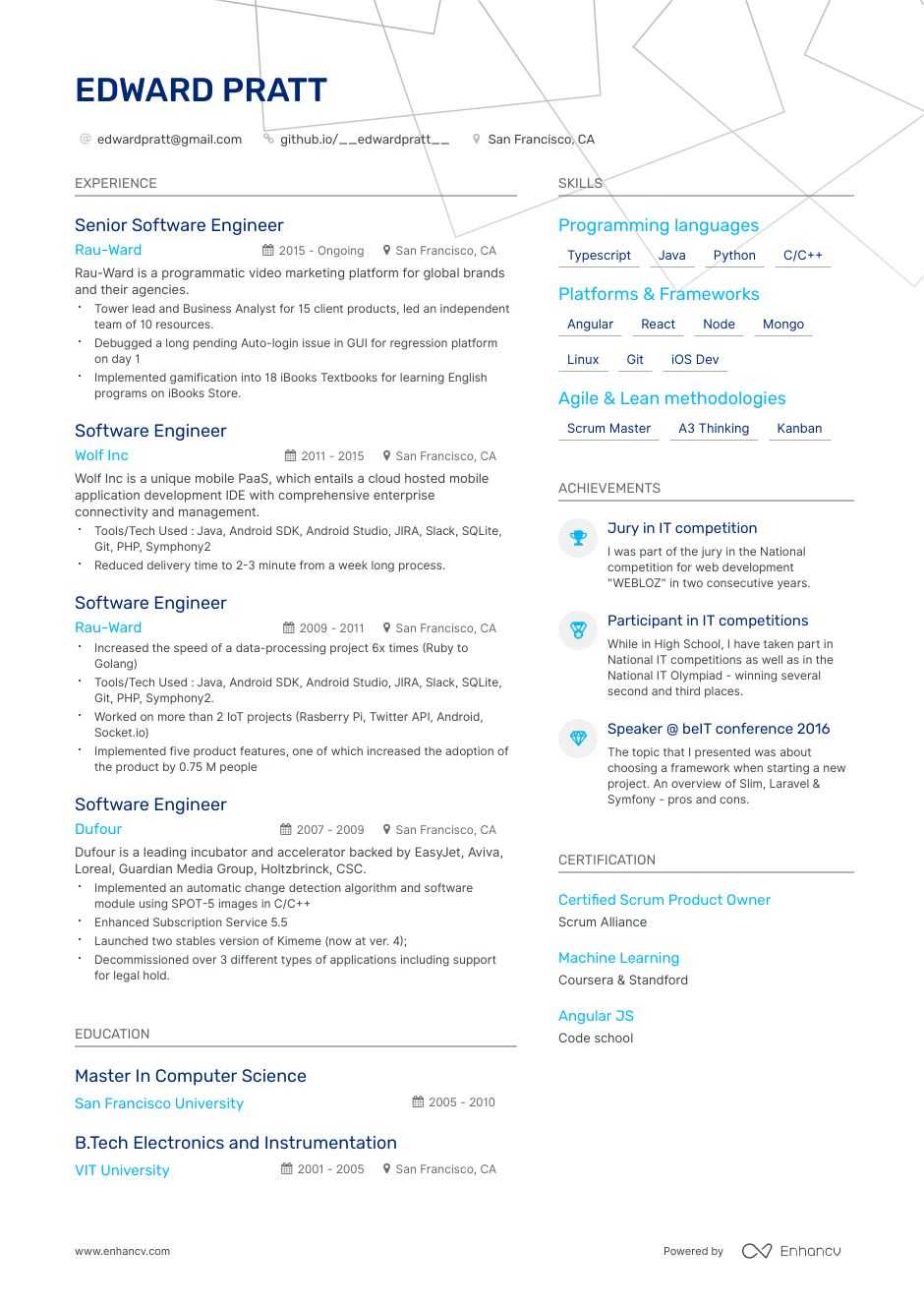 Software Engineer Resume 8 Step Ultimate Guide For 2020 Enhancv