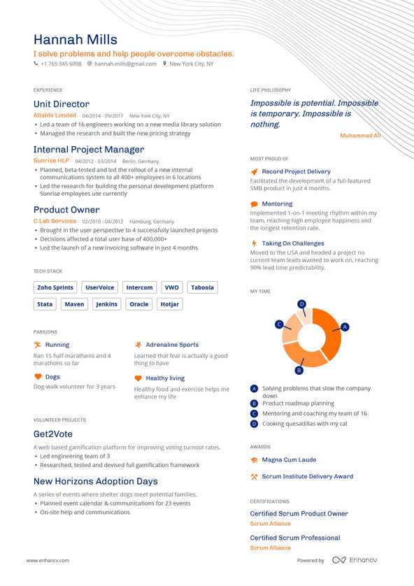 Tvåfärgat CV designat med Enhancv