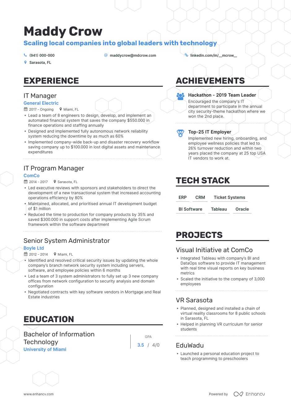 resume examples it manager