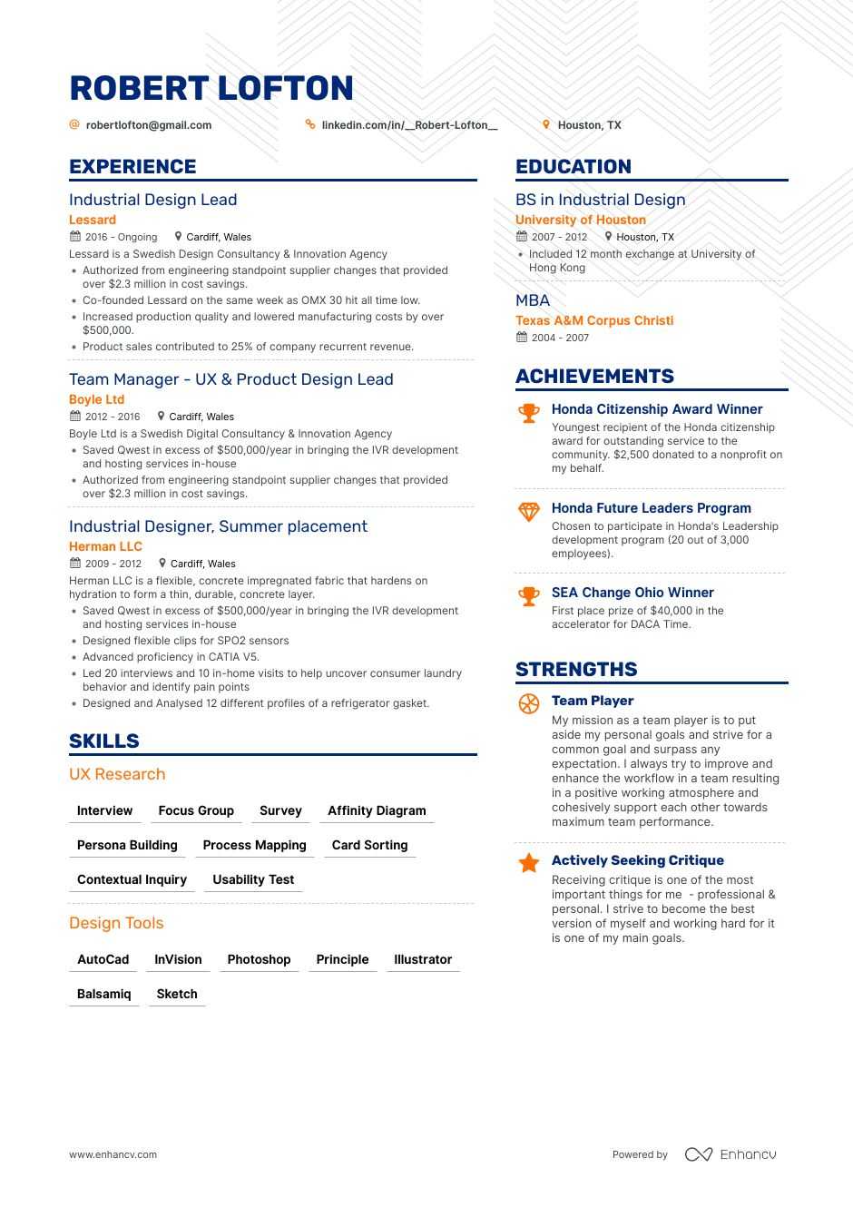 Industrial Designer Resume 8 Step Ultimate Guide For 2020 Enhancv