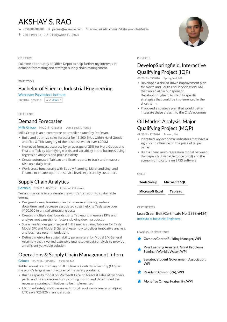 resume examples for engineering jobs