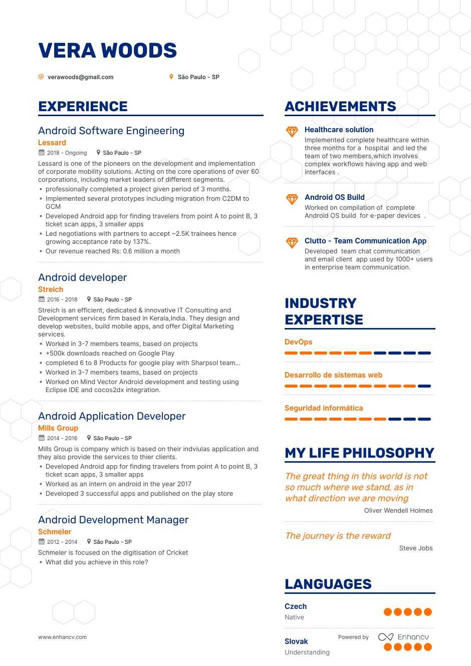 Download Android Resume Example For 2020 Enhancv Com