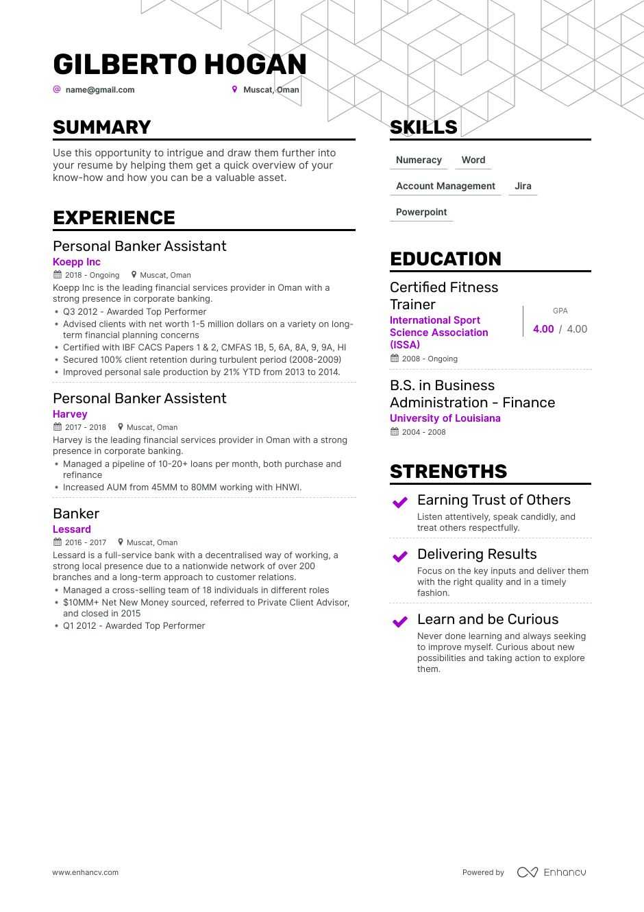 banker resume example
